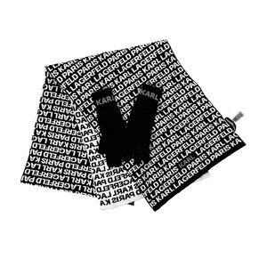 Karl Lagerfeld Paris Knit Wide Logo Wrap Reversible Scarf & Gloves